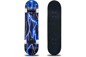 CLYCTIP Skateboard 8 strati in legno d'acero 78,9 x 20,3 cm, cuscinetti a sfera ABEC-11 e ruote 95A, skateboard standard per bambini, adolescenti, adulti e principianti
