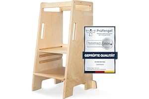 ‎EHRENKIND Ehrenkind® Montessori Learning Tower from 1 Year Height Adjustable | Maximum Load 60 kg | Natural Wood Learning Chair Sustainable | Learning Tower Children's Stool Children's Tower Lacquered