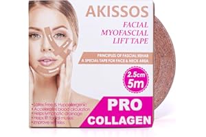 ‎AKISSOS Akissos Gen II 3 in 1 Kollagen Face Tape | Zornesfalte Pflaster | Nasolabialfaltenpflaster | Anti Falten Pflaster Gesicht | Stirnfalten & Lippenfalten Glätten Patches Hautfarben 2.5cm*500cm