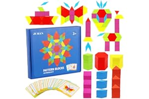 Afunti Puzzle in Legno-Tangram-Giocattoli Montessori-Giocattoli educativi classici-155 Forme geometriche e 24 Carte