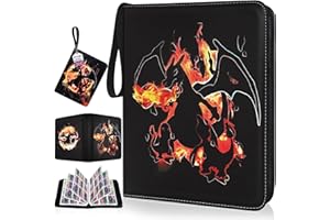 ZIERIPY 9 Pockets Card Binder about 1080 Pockets Waterproof PU Leather trading card binder Extra Large Card Album Holder with Removable Sleeves (black)