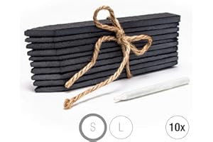 Amazy Schiefer Pflanzenschilder Set L (10 Stück) inkl. Kreidestift zum Beschriften – Der rostfreie Gartenstecker – Für individuelles Kennzeichnen von Pflanzen und Kräutern Plus Juteband (20 x 3 cm)