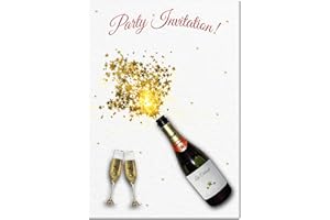 FELICITAS Cheap Party Invitations - All Occasions Pack of 8 cards & envelopes - Ready to Write Unique Blank Invites - Birthday Weddings Xmas New Year Anniversary Engagement Retirement Joint or Surprise Parties