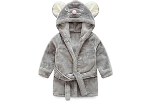 Routefuture Peignoirs de Bain Enfant Vêtements de Nuit Bébé Garçon Fille Peignoir Ultra Doux et Léger Serviette de Bain Capuche, Confortable et Absorbante, Peluche 1-5 Ans