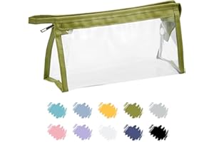 SOUL PROJEKT Verde Bosque Morado Claro Estuche Escolar Transparente para Estudiantes, Exámenes, Universidad, Estuche Organizador para Viaje de Maquillaje, Neceser Portátil Impermeable, PVC, Pencil Case Green x1