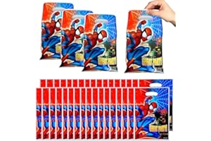 ZMRKQW 50 Pezzi Sacchettini Compleanno Bambini Sppiderman, Sacchetti Regalo, Sacchetto per Caramella,Borsa di Regalo per Feste di Compleanno di Natale, Feste a Tema 25 x 16 cm