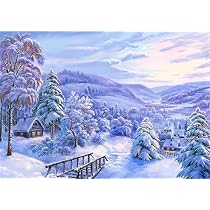 YEESAM ART Malen Nach Zahlen Set „Snow View“ – 40x50 Cm Leinwand, DIY Ölgemälde Für Erwachsene & Kinder