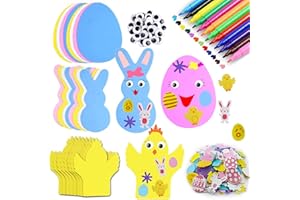 Adisno 246pcs Easter Foam Stickers Kit, Easter Egg Bunny Chick DIY Stickers, Self-Adhesive, Easter DIY Kids Crafts with 12 Color Water Pen for Children DIY Easter Party Decoration