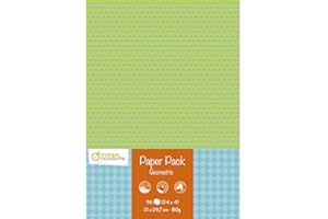 AVENUE MANDARINE - 96 fogli stampati motivi geometrici - hobby creativi, Scrapbooking e Fai da te - 24 motivi scenario??? x 4, fronte retro- A4, 21x29, 7 cm 80g - CC058C Paper Pack Geometric