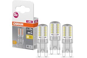 OSRAM LED BASE PIN G9 | Lot de 3 x Ampoule LED Culot G9, 2,60W = 30W équivalent incandescent | clair| Blanc chaud | 2700K