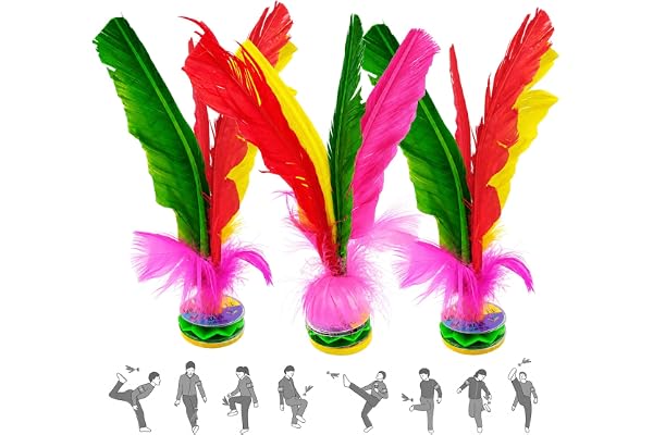 yolzhxe 3 stycken Kick Shuttlecock, Jianzi kinesisk färg | Kicking Shuttlecock-penna, förbättrad handögonkoordination, träningsset för inomhus och utomhus, för vuxna