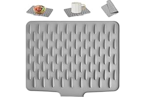 Holtrae Tappetino Scolapiatti Silicone Resistente al Calore Antiscivolo Morbido e Pieghevole Design Inclinato Deviazione Dell'acqua Protezione per Piano di Lavoro per Lavello della Cucina