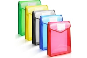 ‎VICLOON Vicloon Sichttasche Dokumenten, 5 Stück Dokumententasche A4 Dokumentenmappe Kunststoff Sammelmappen mit Etiketten und Druckknopf für Dokument Organisieren (Vertikal) (Blau+Gelb+Rot+Grün+Weiß)