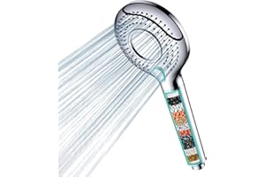 MEKO słuchawka prysznicowa z filtrem, wysokociśnieniowa słuchawka prysznicowa z wężem 1,5 m, 3 rodzaje strumienia, głowica prysznicowa z 15 warstwami do usuwania twardej wody, chloru i metali ciężkich