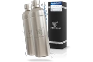 Luckymoose® Lot de 2 bouteilles en acier inoxydable pour machine à gazéifier Aarke Carbonator 3, Philips GoZero & Brita sodaOne, passe au lave-vaisselle, sans date d'expiration, 1,25 l