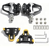 Für Rennradpedale, R21 Self Locking Clipless Fahrradpedale mit Cleats Set, Aluminiumlegierung 9/16“ Radfahren Pedale kompatibel mit für -SL-System