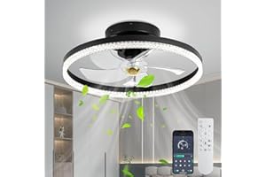 EKDADL Ceiling Fans with Lights and Remote Flush Mount Modern Indoor 19.7" LED Dimmable Low Profile Ceiling Fans with Lamps APP Smart Ceiling Fan 3 Light Color Adjustable and 6 Speeds