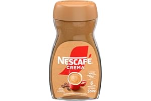 ‎NESCAFÉ NESCAFE NESCAFÉ CLASSIC Crema, löslicher Bohnenkaffee aus mitteldunkel gerösteten Kaffeebohnen, kräftiger Instant-Kaffee mit samtiger Crema, koffeinhaltig, 1er Pack, 200g