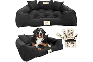 EDANTI Legowisko Dla Psa, Poduszka Dla Kota, Spersonalizowana Sofa Dla Psa Z Imieniem L - XL, dla dużych średnich i małych psów (115 x 95 cm, czarne)
