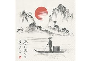 ‎SERVIETTENSHOP 20 Servietten Japanischer Bootsfahrer/See/Japan/Boot 33x33cm