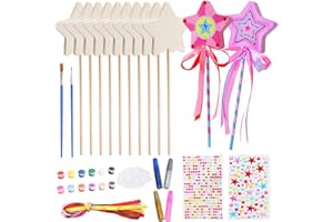 Towviy 12 Stück Zauberstab Kinder Holz Bastelset, Fee Prinzessin Zauberstab mit DIY-Werkzeuge Party Mitgebsel Prinzessin Basteln Kindergeburtstag Geschenk für Mädchen