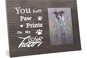 FINGERINSPIRE 15x10cm Pet Memorial Picture Frame with Glass Pet Owner Frame Rectangle Shaped Natural Wood Photo Frame with You Left Paw Prints on My Heart Words