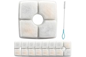 Acmerota Zestaw 8 filtrów do fontanny dla kotów, zamiennik filtra do fontanny 2,5 l, 3 potrójne systemy filtracji, kwadratowy filtr do dozownika wody pitnej dla kotów, do Veken, Comsmart itp