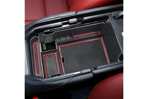 YEE PIN Console centrale dell'organizzatore per Mazda CX30 cx-30 2019-2022 Accessori per la sostituzione del bracciolo Scatola portaoggetti con tappetino antiscivolo (rosso)