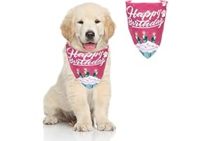 Andiker Welpe Geburtstag Bandana, schöne Happy Birthday Hund Schal, Verstellbarer Hund Schal, geeignet für kleine und mittlere Hunde (Rosa)