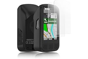 Ermorgen Silikonhülle Kompatibel für Wahoo ELEMNT Bolt V2 Hülle + 2 Displayschutzfolien, Weiche Silikonhülle Stoßfester Schutz - Schwarz