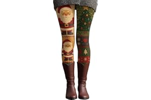 GENERISCH Weihnachten Damen Leggings weihnachtsleggings Sportleggins Schneeflocke Bedruckt Weihnachten Hose Freizeithose Winter warm Strumpfleggings Winddicht Leggingshose Weihnachts Neujahrsgeschenke