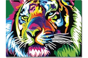 Fuumuui Malen Nach Zahlen Erwachsene und Kinder Anfänger Gemälde inklusive Pinsel und Acrylfarben 40 x 50 cm - Tiere, Bunte Tiger