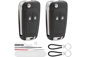 GUOBINZH 2 Pièces Coque Clé Voiture 2 Boutons Compatible avec Opel Insignia Astra Meriva Mokka Zafira Adam Chevrolet Cruze Aveo Orlando Spark Trax Matiz Captiva Boitier Clef Télécommande avec Porte-clés