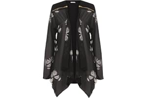 WearAll - Mujeres Mujeres Largo Manga Gasa Mariposa Impresión Puro Rebeca