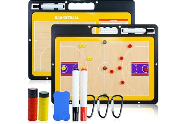 RoseFlower Tableaux Tactiques de Basket-Ball, Entraîneur Board de Basketball Magnétique Panneau Tactique Basketball avec Marqueur et Gomme - Basketball Coach Clipboard pour Entraînement, Compétition