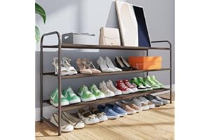 Kitsure Schuhregal für Eingangsbereich - langes schmales Schuhregal hoch für Schrank, platzsparendes Schuhregal aus Metall mit 3 Ebenen für bis zu 24 Paar, stapelbarer Shoe Rack für Garage und Flur