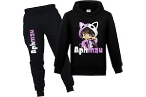 YUANZLN Youtube Merch Girls Tracksuit Hoodie & Joggers Pant 2Pcs Outfit Kids Cartoon Casual Clothing