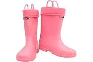 Zorax Girls Boys Waterproof Kids Handle Rain Boots with Removable Warm Lining Child Shoes Wellies Unisex Toddler Wellington Boots