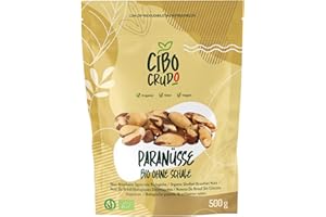 ‎CIBO CRUDO CRUDO BIOLOGICO VEGAN Bio Paranüsse Geschält - 500g. Paranuss Kerne Bio aus Brasilien. Enthalten Selen Proteine Ballaststoffe und Mineralien. Nützlich als Snack oder für Rezepte. Für Vegetarier und Veganer.