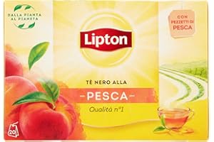 Lipton, Yellow Label, Tè nero alla Pesca, 20 filtri, Ingredienti Naturali