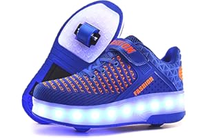 JASMEKO Chaussures à roulettes avec lumières LED, Chaussures de Skateboard rétractables pour Enfants, Chaussures Sport d’extérieur avec Baskets Clignotantes