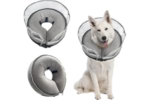 Yoolhamy Collare gonfiabile per cani dopo l'intervento chirurgico, 2 in 1 rimovibile migliorato anti-leccare deflettore per cani di taglia piccola, media e grande, collare morbido per recupero