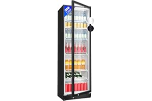 Bomann® Kühlschrank mit Glastür | Getränkekühlschrank abschließbar | 6 höhenverstellbare Ablagen | 30kg je Ablage | 347 Liter | Kühlschrank groß | Flaschenkühlschrank m. LED-Licht | KSG 7351 schwarz