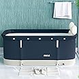NP Zertylre Portable Folding Bathtub Adult, (47.3in) Foldable Bathe Barrel Adult Bathtub Bathroom Corner Freestanding Non-Inflatable Bath Tub Made of Thick Plastic Ideal For Both Hot & Ice Baths