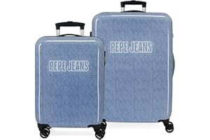 Pepe Jeans Digital Juego de maletas Azul 55/68 cms Rígida ABS Cierre de combinación lateral 104L 6 kgs 4 Ruedas Dobles Equipaje de Mano
