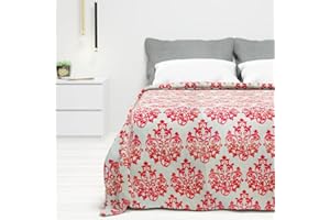 Byour3 - Colcha Algodón Mixto Estampada Cama 135 90 180 Verano Primavera Cubrecama Artesanal Manta Sobrecama Decorativo Multiusos Cubra Todo Cubierta Lavable Suave Jacquard (Rojo Damasco, Cama 90)