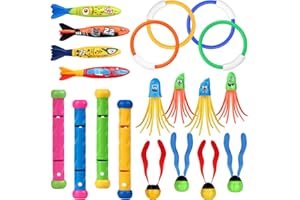 Cakuni Swimming Pool Toys for Diving - Summer Swimming Toys for Kids - Water Toys with Dive Sticks, Rings,Octopus,Torpedo Bandits & Balls for Kids