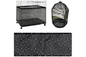 ‎LICHUANUK LICHUANUK Vogelkäfig Samenfänger Vogelkäfig Abdeckung Staubdicht, Verstellbaren Seed Catcher, Nylon Mesh Geeignet für Käfige mit einem Umfang von 140-220 cm,schwarz, Sternform(L)