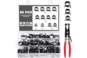 Knpwer 90 Stück Schlauch Federklemme 5 Größen Kraftstoffleitung Schlauchschellen Schlauchschelle Clip Schlauchschellen Verschluss Kraftstoffleitung Schelle,Mit Einer Schlauchklemme Zange