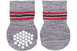Trixie Non-Slip Socks for Dogs, Paw Protecter, Protect from Small Wounds, Cold Floors and Dusty Furniture, Grey (Color May Vary), 2 pcs (S-M)